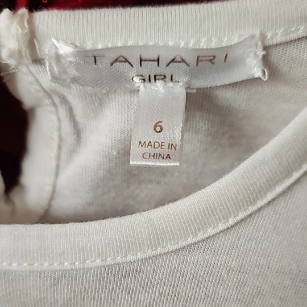 Tahari Kids White Heart Long Sleeve Top and Pink Polka Dot Pants Set NWT Size 6